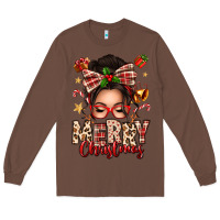 Chestnut merry christmas messy bun Long Sleeve Tee - texasbilliewilder