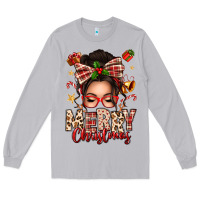 Moon Dust merry christmas messy bun Long Sleeve Tee - texasbilliewilder