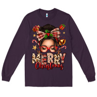 Plum merry christmas messy bun Long Sleeve Tee - texasbilliewilder