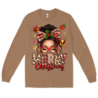 Merry Christmas Messy Bun Long Sleeve Tee | Teevron