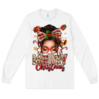 White merry christmas messy bun Long Sleeve Tee - texasbilliewilder