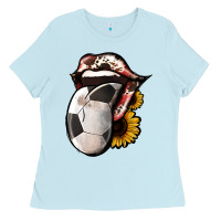 Baby Blue Soccer Tongue Ladies Tee - Jasminsmagicworld