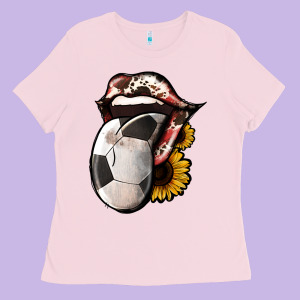 Soccer Tongue Ladies Tee Designed By Jasminsmagicworld