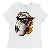 White Soccer Tongue Ladies Tee - Jasminsmagicworld