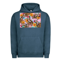Pigment Midnight Navy Baby monkey flowers Urban Hoodie - Artiststas