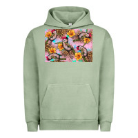 Pigment Oil Green Baby monkey flowers Urban Hoodie - Artiststas