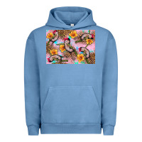 Pigment Pebble Blue Baby monkey flowers Urban Hoodie - Artiststas