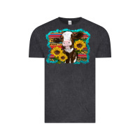 Vintage Black western cow sunflowers serape leopard Vintage Tee - RanaPortraitStore