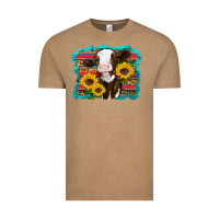 Vintage Coffee western cow sunflowers serape leopard Vintage Tee - RanaPortraitStore