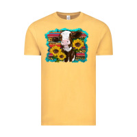 Vintage Mustard western cow sunflowers serape leopard Vintage Tee - RanaPortraitStore