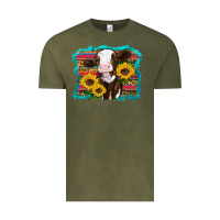 Vintage Olive western cow sunflowers serape leopard Vintage Tee - RanaPortraitStore