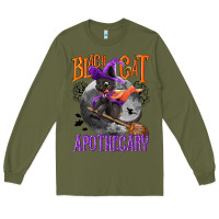 Army Green Black cat apothecary Long Sleeve Tee - NancyCooperArtShop