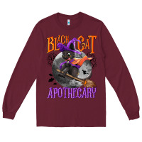 Burgundy Black cat apothecary Long Sleeve Tee - NancyCooperArtShop