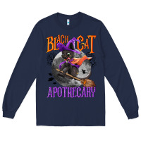Navy Black cat apothecary Long Sleeve Tee - NancyCooperArtShop