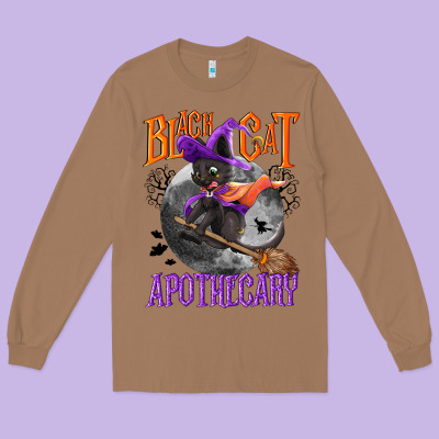 Black Cat Apothecary Long Sleeve Tee Designed By Nancycooperartshop