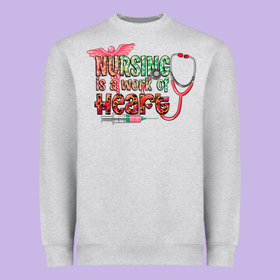 Nursing Is A Work Of Heart Heavyweight Sweatshirt Designed By Cowgirlartshop