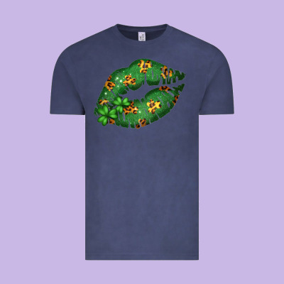 Green And Leopard Patterned Irish Day Lips Vintage Tee Designed By Bettercallsaul