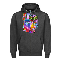 Charcoal Heather Love pride Zipper Hoodie - FaDigitalArtStudio