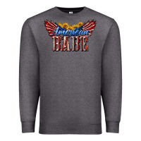 Charcoal Heather American Babe With Sunflowers Premium Sweatshirt - LillyAllenDesigns
