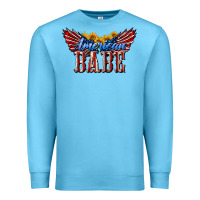 Ocean Blue American Babe With Sunflowers Premium Sweatshirt - LillyAllenDesigns