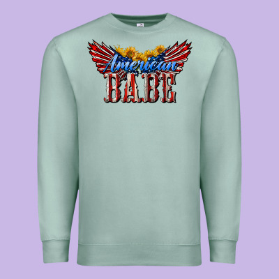 American Babe With Sunflowers Premium Sweatshirt Designed By Lillyallendesigns