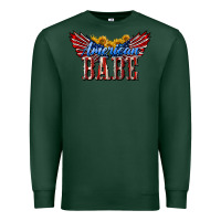 Sports Green American Babe With Sunflowers Premium Sweatshirt - LillyAllenDesigns