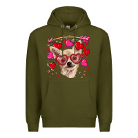 Army Green valentine's day  chihuahua Premium Hoodie - RanaPortraitStore