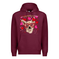 Burgundy valentine's day  chihuahua Premium Hoodie - RanaPortraitStore