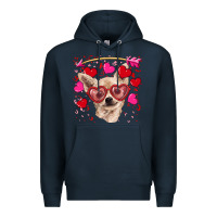 Navy valentine's day  chihuahua Premium Hoodie - RanaPortraitStore