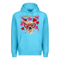 Ocean Blue valentine's day  chihuahua Premium Hoodie - RanaPortraitStore