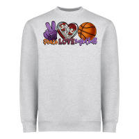 Heather Grey peace love basketball Heavyweight Sweatshirt - HowdyJamesFarm