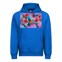 Cobalt Flower Hummingbird Urban Hoodie - Artiststas