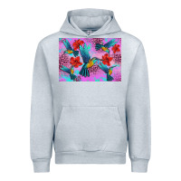 Heather Grey Flower Hummingbird Urban Hoodie - Artiststas