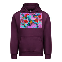 Mauve Wine Flower Hummingbird Urban Hoodie - Artiststas