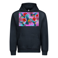 Navy Flower Hummingbird Urban Hoodie - Artiststas