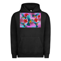 Pigment Black Flower Hummingbird Urban Hoodie - Artiststas