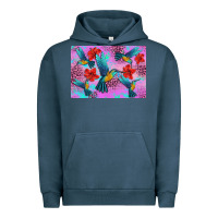 Pigment Midnight Navy Flower Hummingbird Urban Hoodie - Artiststas