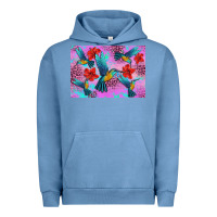 Pigment Pebble Blue Flower Hummingbird Urban Hoodie - Artiststas