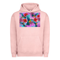 Pigment Salmon Flower Hummingbird Urban Hoodie - Artiststas