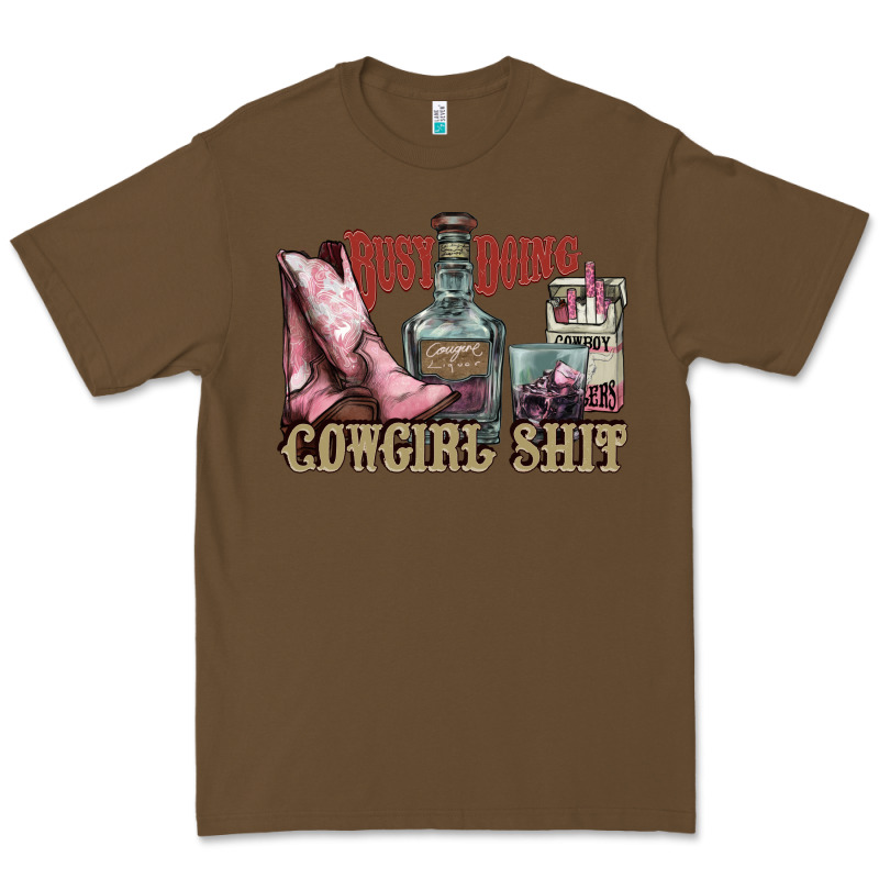 Busy Doing Cowgirl Shit Liquor Boots Cigarette Premium Tee by NancyCooperArtShop | Teevron