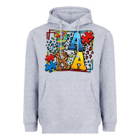 Heather Grey autism leopard frame para Heavyweight Hoodie - LillyAllenDesigns