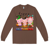 Chestnut happy hallothanksmas pigs Long Sleeve Tee - texasbilliewilder