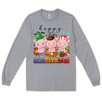 Heather Grey happy hallothanksmas pigs Long Sleeve Tee - texasbilliewilder