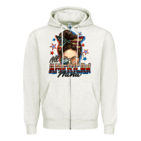 Oatmeal Heather All American nana messy bun Zipper Hoodie - FaDigitalArtStudio