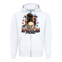 White All American nana messy bun Zipper Hoodie - FaDigitalArtStudio