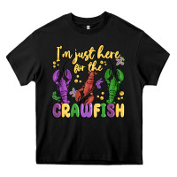 Black i'm just here for the crawfish Heavy Core Tee - MaliasSmallBusiness