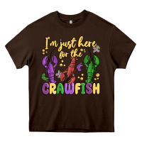 Chocolate Brown i'm just here for the crawfish Heavy Core Tee - MaliasSmallBusiness