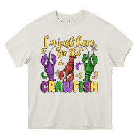 Cream i'm just here for the crawfish Heavy Core Tee - MaliasSmallBusiness