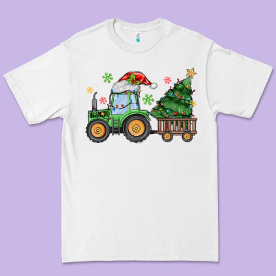 Christmas Tractor Premium Tee Designed By Maliassmallbusiness