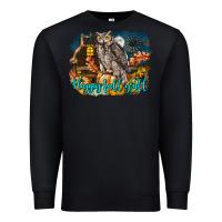 Black Happy Fall Y'all Owl Premium Sweatshirt - LillyAllenDesigns